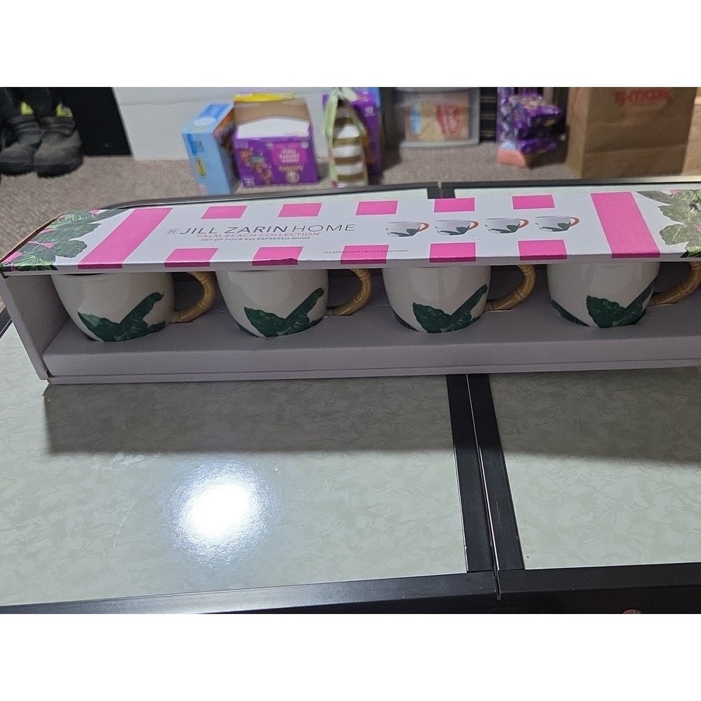 Jill Zarin Home Palm Beach Espresso Mug Set - Pink Accents